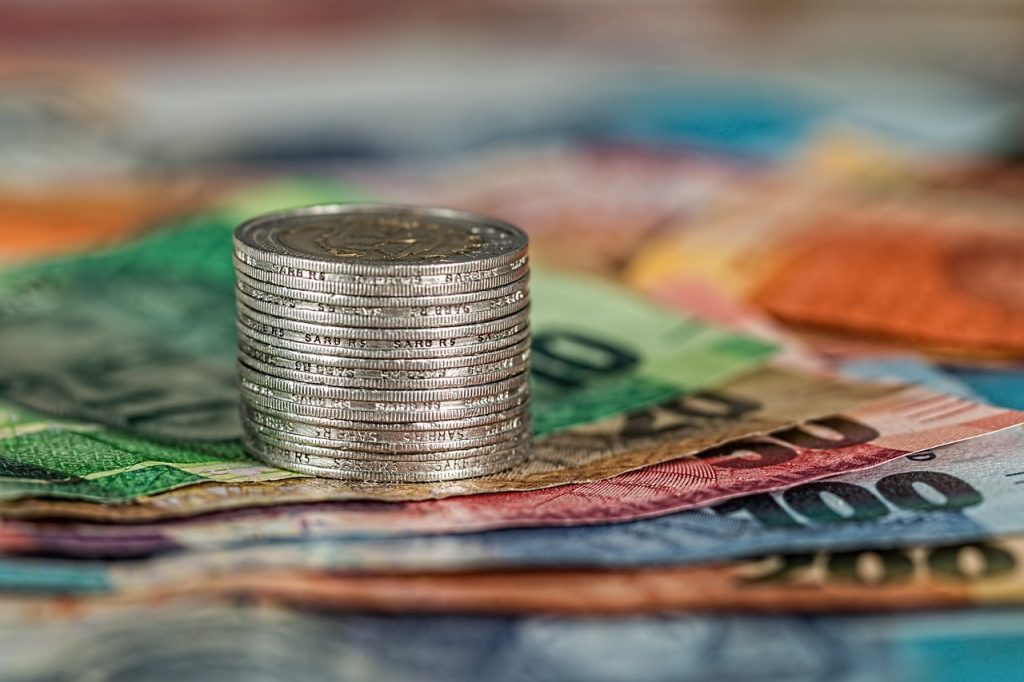 Münzen, Banknoten, Geld, Deckungsbeitrag